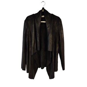 Philosophy Women's open front brown duster cardigan crushed viscose size L